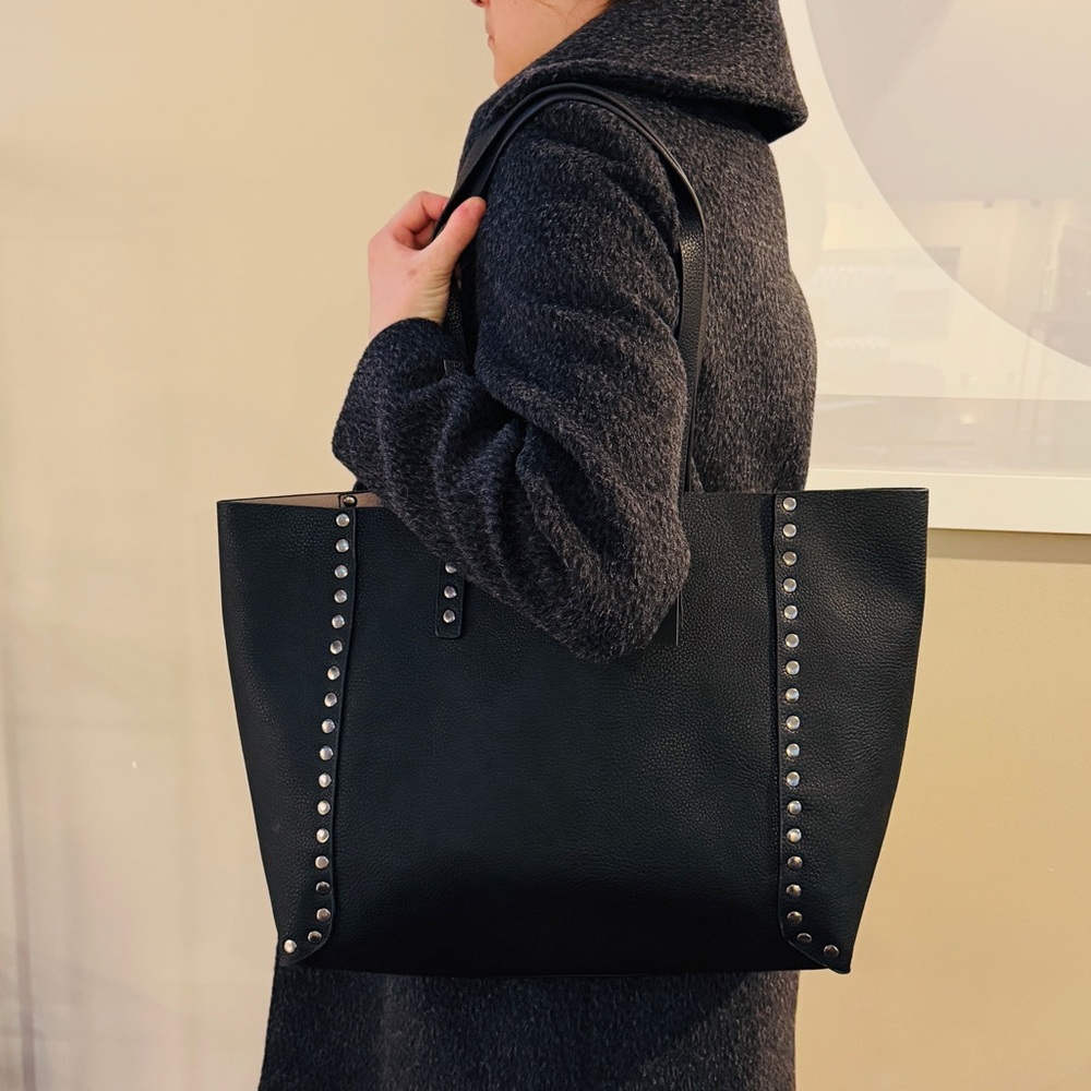 NWT faux leather Black Studded Tote Bag - Women